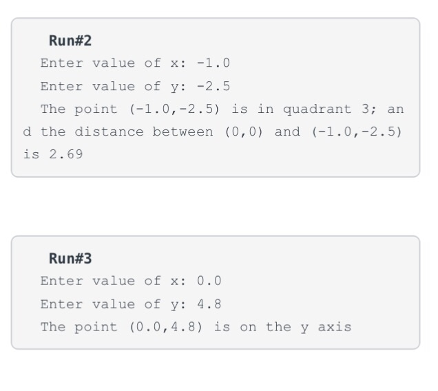 aiV Write a program that takes the x and y coordinates of