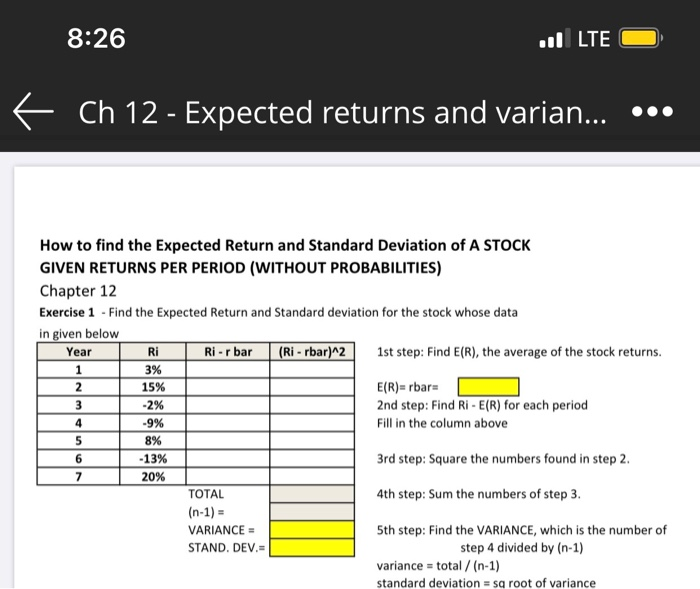  8:26 l LTE Ch 12 - Expected returns and varian... How