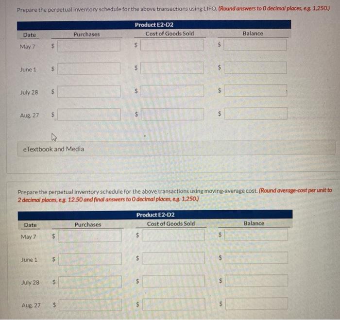 include the following purchases. Number of Units Date May 7 July 28