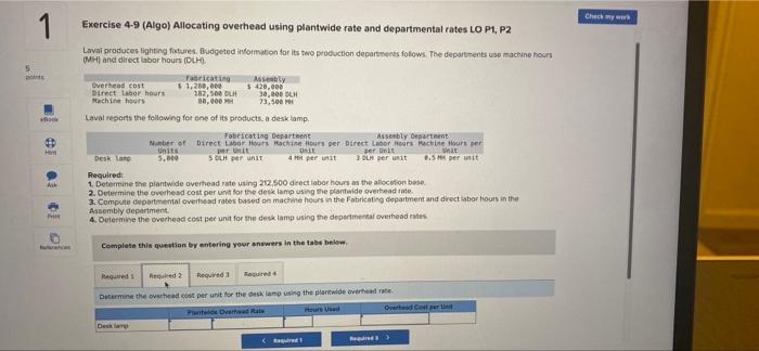 rate and departmental rates LO P1, P2 5 we Laval produces lighting