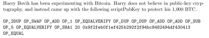  Produce a scriptSig that will allow you to redeem Harrys coins.