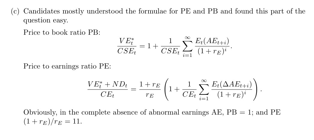  (c) Candidates mostly understood the formulae for PE and PB and