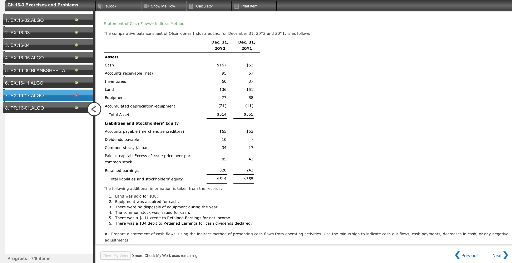 of Transactions on Cash Flows 2. EX. 16-03 3. EX. 16-04 4.