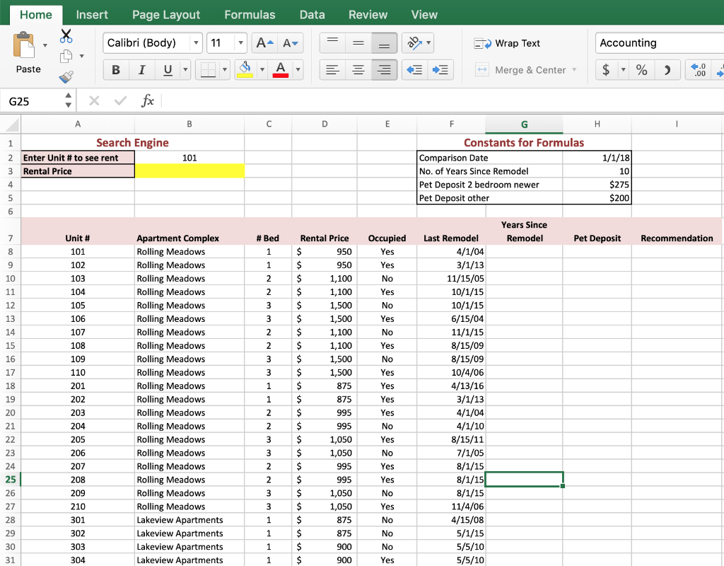 complexes. You created a dataset listing the apartment numbers, apartment complex names,