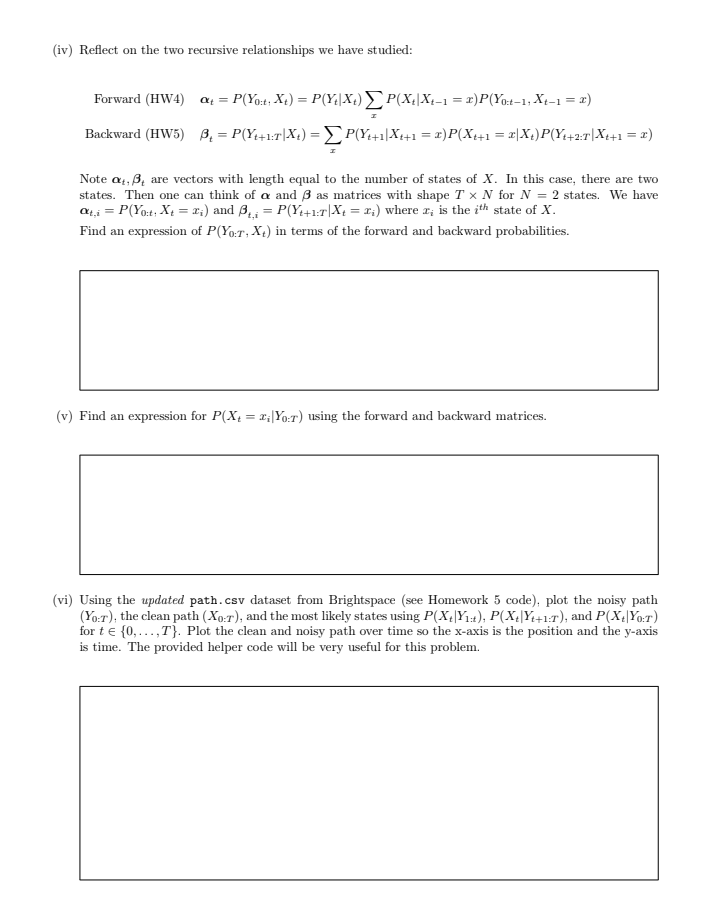  (iv) Reflect on the two recursive relationships we have studied: Forward