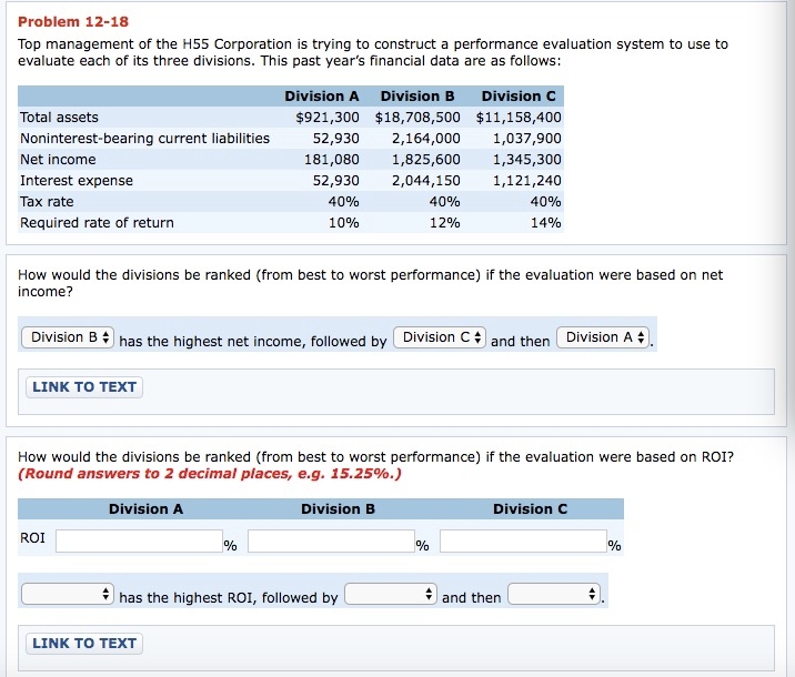 Please write the process Problem 12-18 Top management of the H55 Corporation