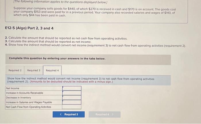 to the questions displayed below.] Suppose your company sells goods for $440,