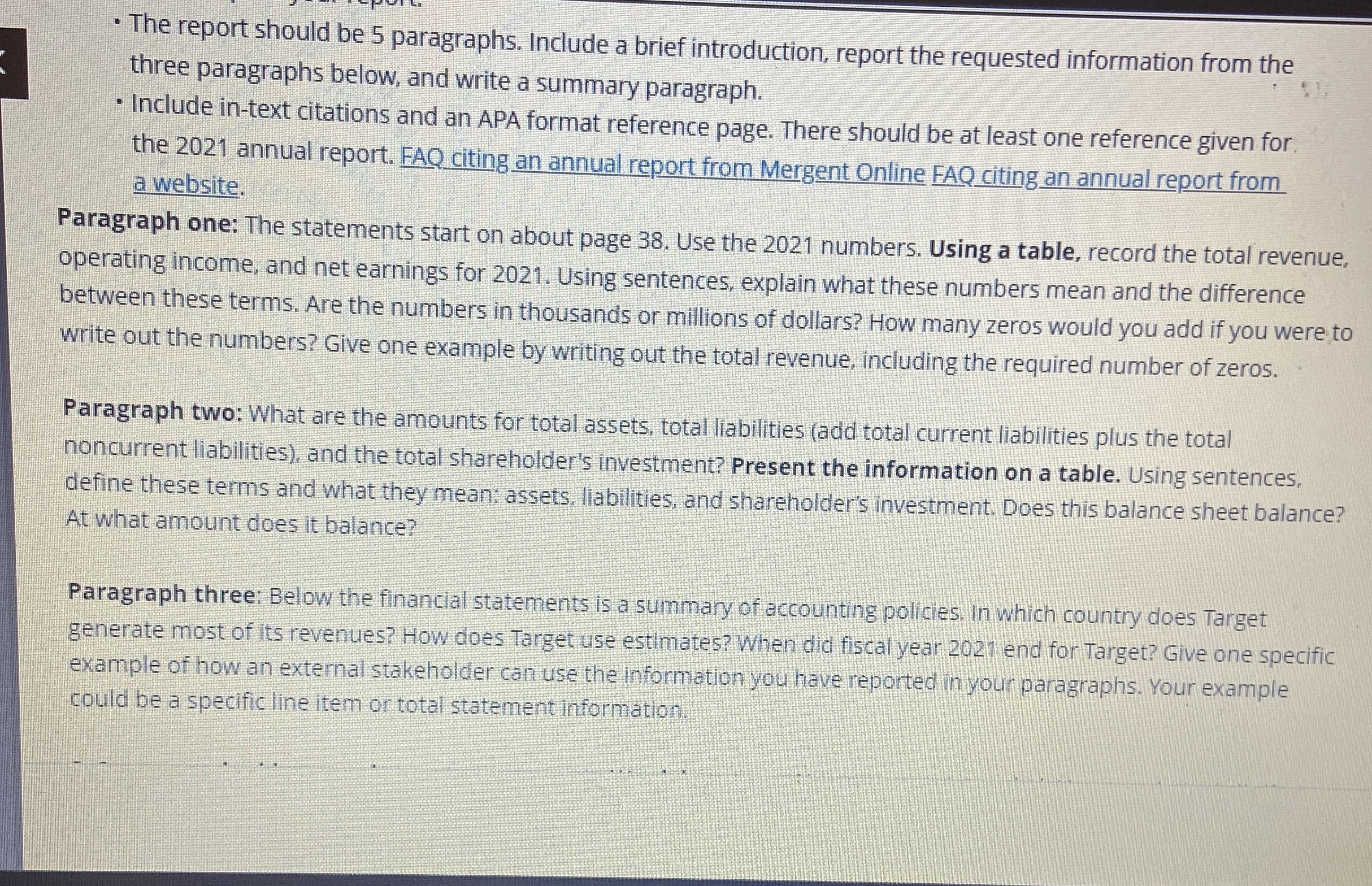  The report should be 5 paragraphs. Include a brief introduction, report