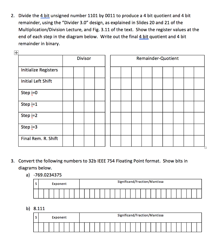 4 bit unsigned numbers 1001 (multiplicand) and 0110 (multiplier) to produce an