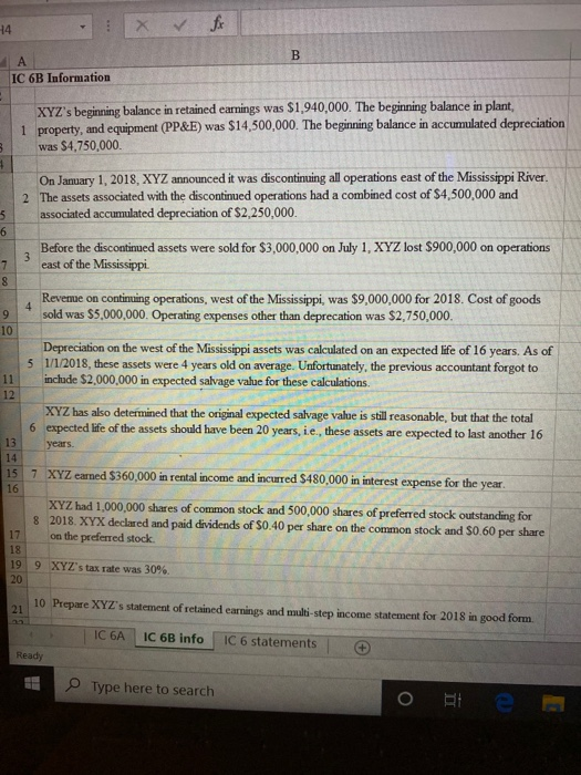  44 - X fr A IC 6B Information XYZ's beginning balance