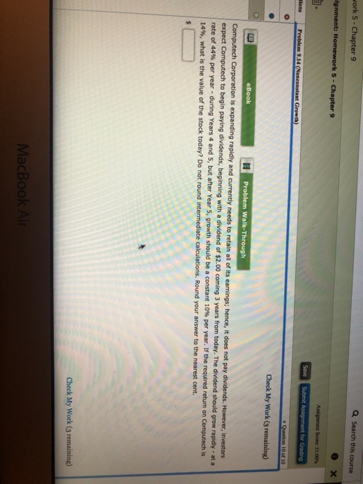  a Search this course work 5 - Chapter 9 ignment: Homework