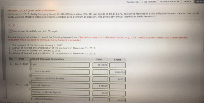  CALCULATOR FULL SCREEN PRINTER VERSION & RACK NEXT Problem 10-11A (Part