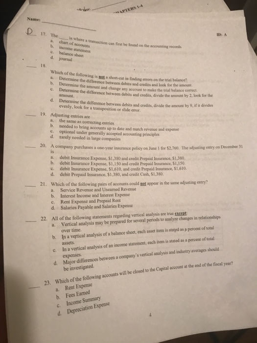  APTERS 1-4 Name: 17. The is where can ID: A a.