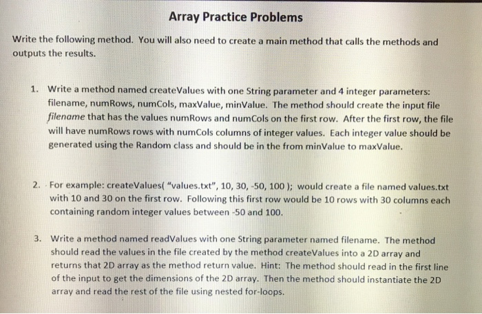  I am really stuck and need help. Please! Array Practice Problems