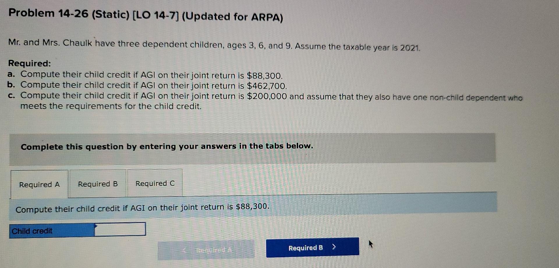  Problem 14-26 (Static) (LO 14-7] (Updated for ARPA) Mr. and Mrs.