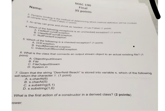  Please answer accordingly. All Java related questions. I need answer ASAP