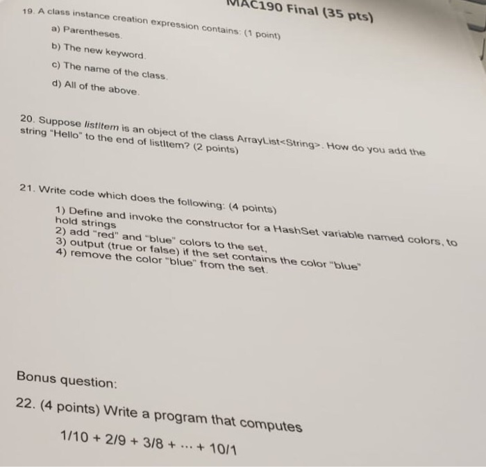  Please answer accordingly. All Java related requestions. I need the answers