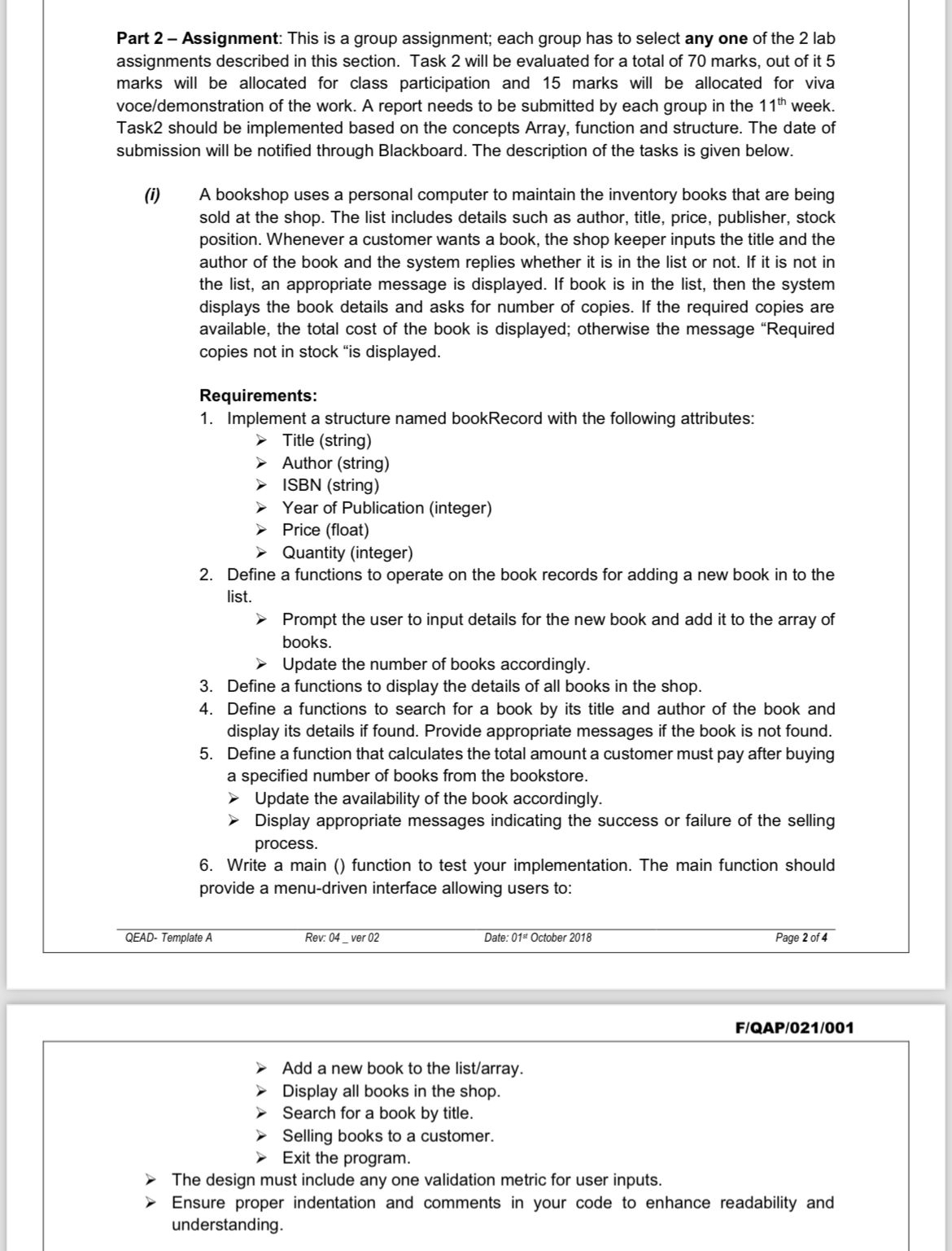  Part 2- Assignment: This is a group assignment; each group has