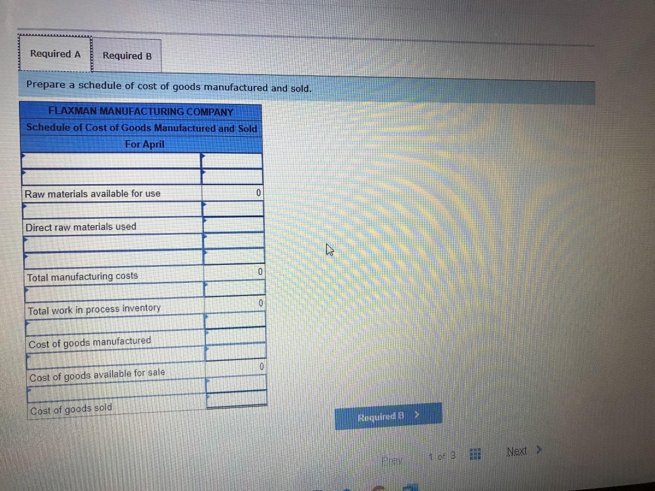 following information pertains to Flaxman Manufacturing Company for April. Assume actual overhead
