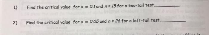 i need help answer these 2 question n 1) Find the critical
