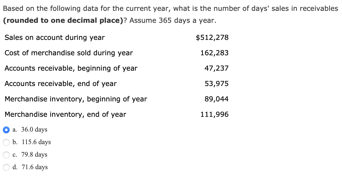  Based on the following data for the current year, what is
