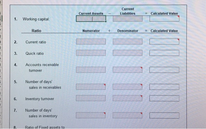 Determine (a) the accounts receivable turnover and (b) the number of days'