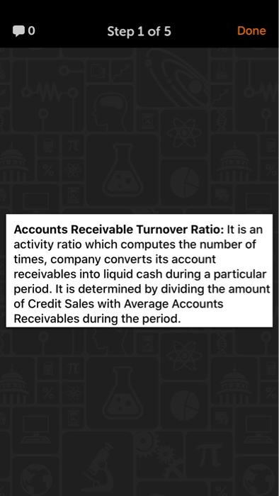 a. Accounts Receivable Turnover Sales + Average Accounts Receivable = $960,000+ $48,000