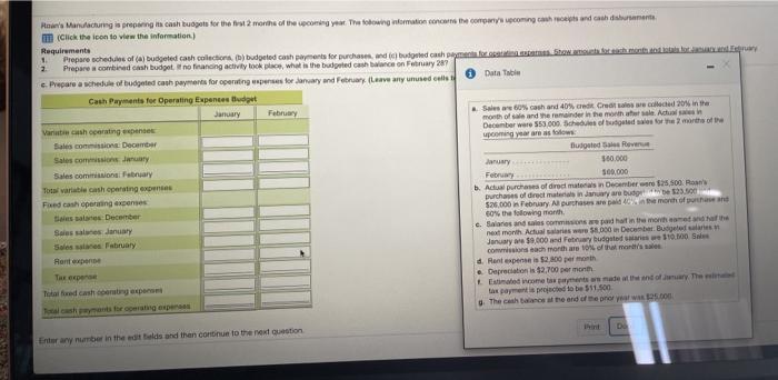 2 months of the upcoming year. The following information concerns the company's