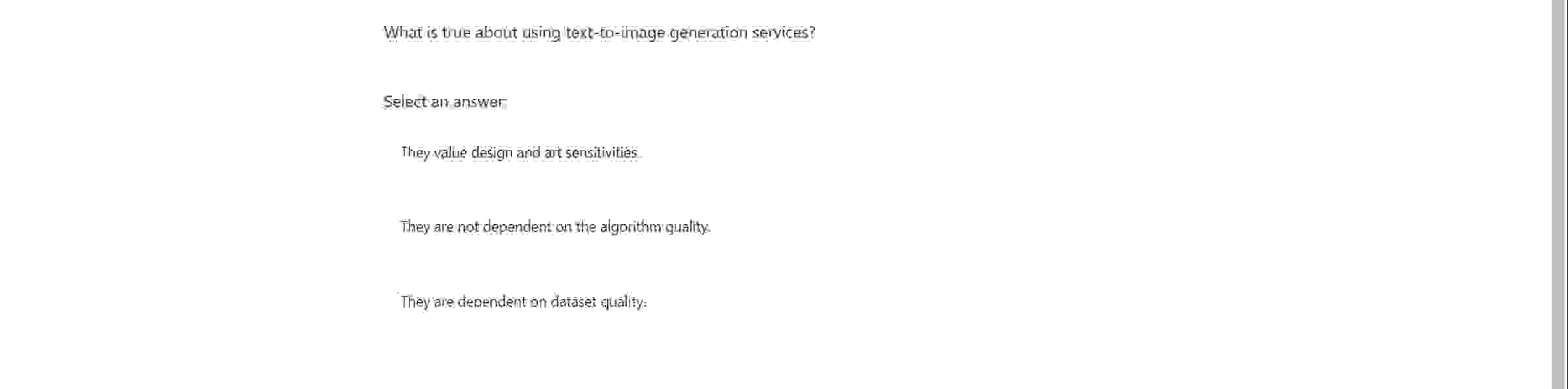  What is the about using text-to-image generation services? Selectar answer They