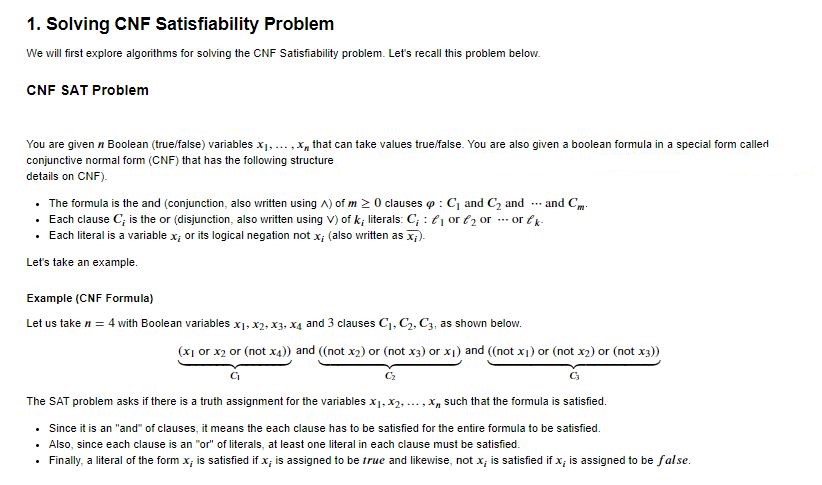  Implement "evaluate" so all tests pass: class SATInstance: # Constructor: provide