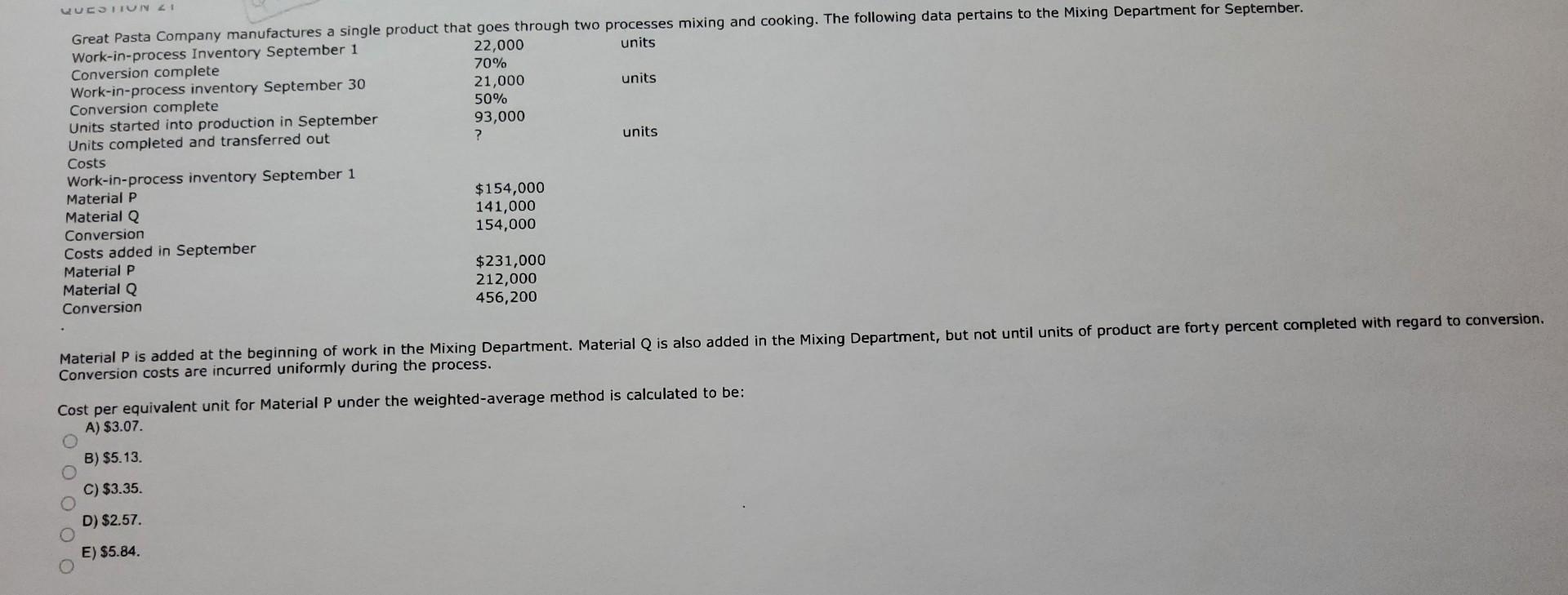  Conversion costs are incurred uniformly during the process. Cost per equivalent
