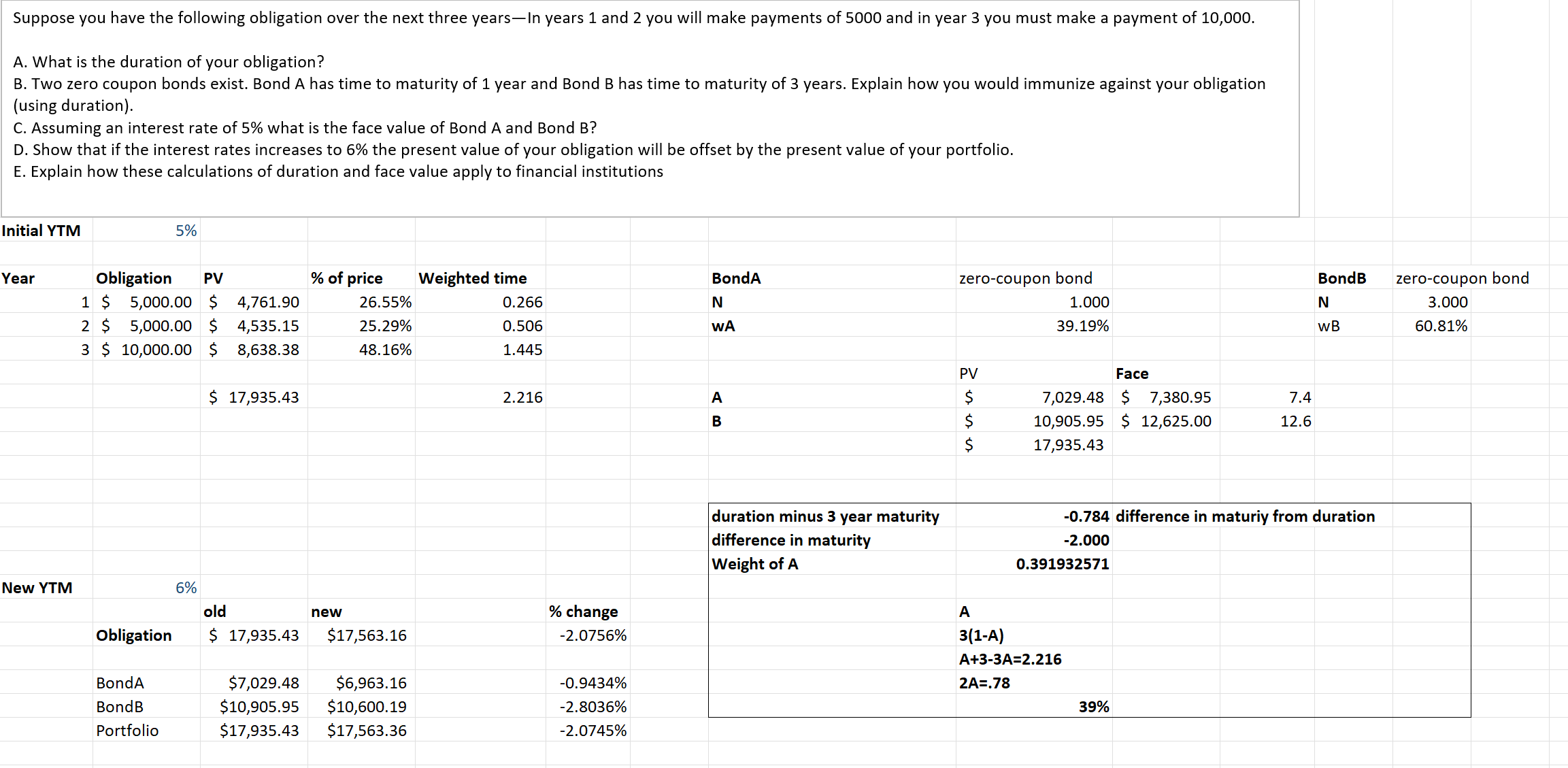 Answer the questions in the textbox. Work has been entered in each