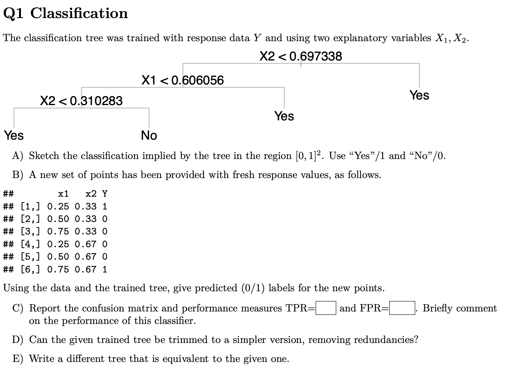  Answer this only by using RStudio code: The classification tree was