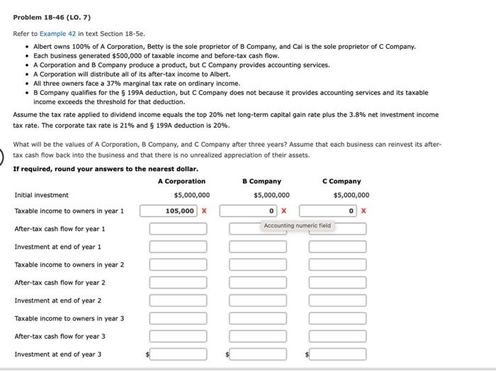  Problem 18-46 (LO. 7) Refer to Example 42 in text Section