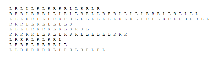 string consisting of a random sequence of the letters ' L '
