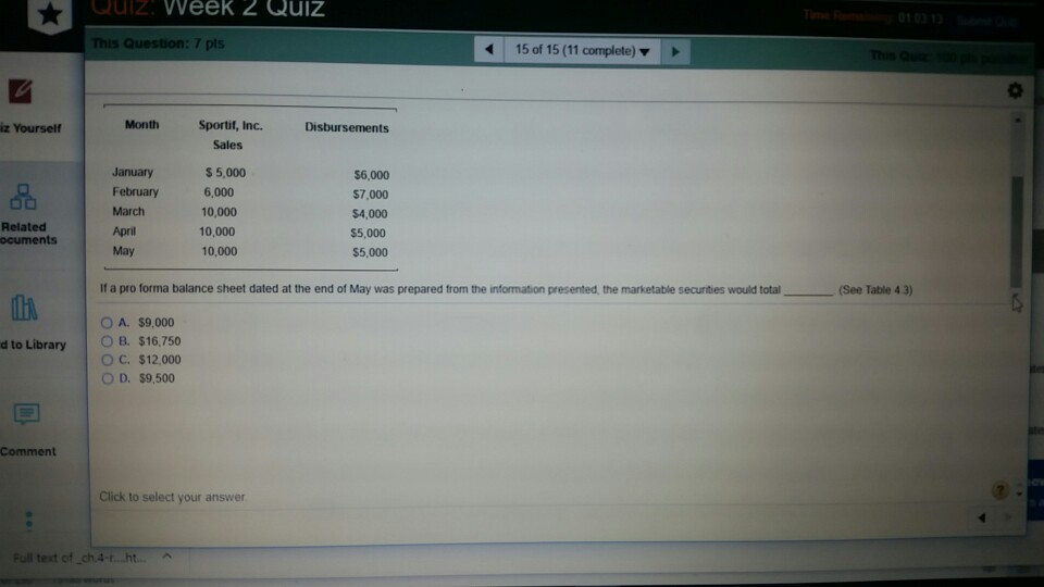 of Financial Management- SUM 2017 Quiz: Week 2 Quiz Time Remaining 01.04