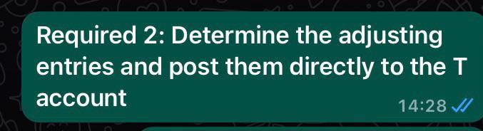 the T account 14:28 1 Required 2: Determine the adjusting entries and
