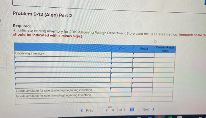 December 31, 2019. Available information follows: a. The inventory at January 1,