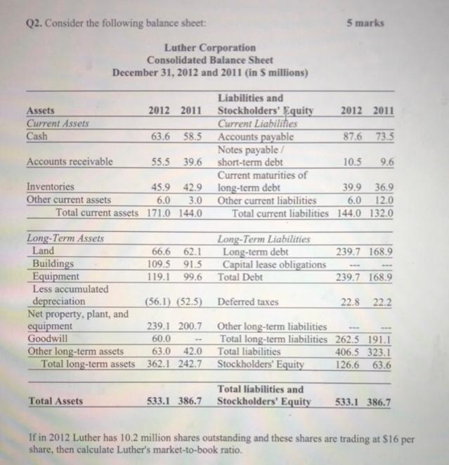 need help on question 5 and 6 please If in 2012 Luther