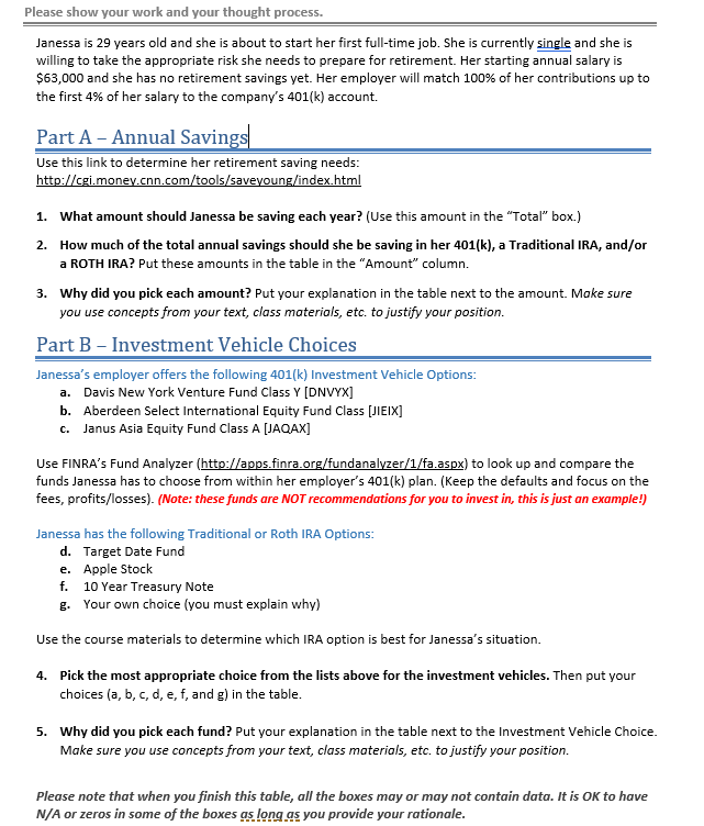 Please show your work and your thought process. Janessa is 29