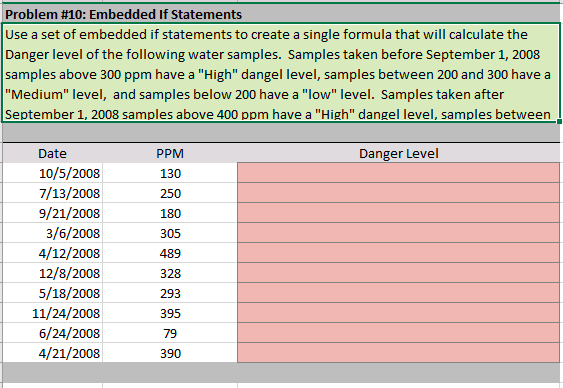 Excel Problem. Prease provide a function that will work in Excel. Problem