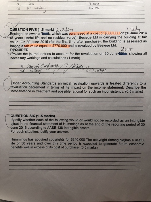  7, 000 26,142 ESTION FIVE (1.5 mark) Bwdr ege Ltd owns