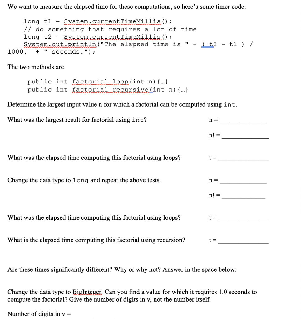 JAVA PROGRAMING (please show your math ) We want to measure the