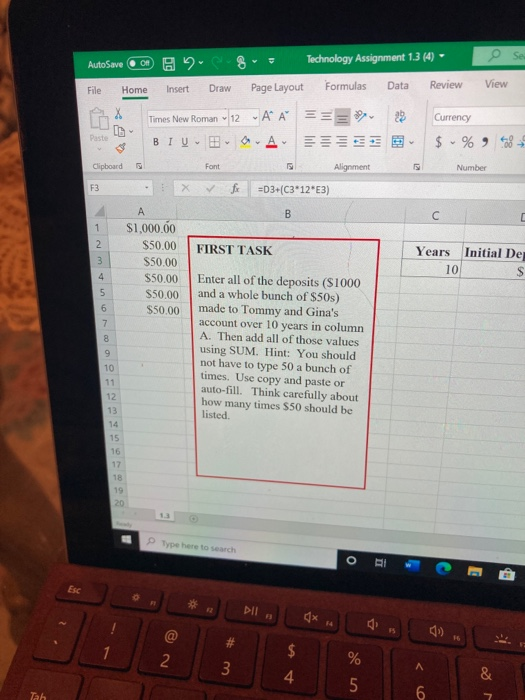  AutoSave e so OH 98- Technology Assignment 1.3 (4) File Home