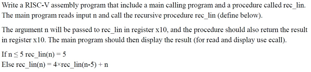  Write a RISC-V assembly program that include a main calling program