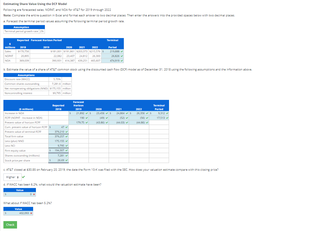  Estimating Share Value Using the DCF Model Following are forecasted sales,