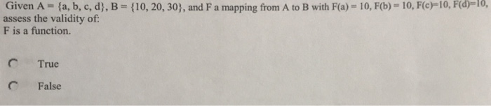  Given A = { a, b, c, d), B-{ 10, 20,