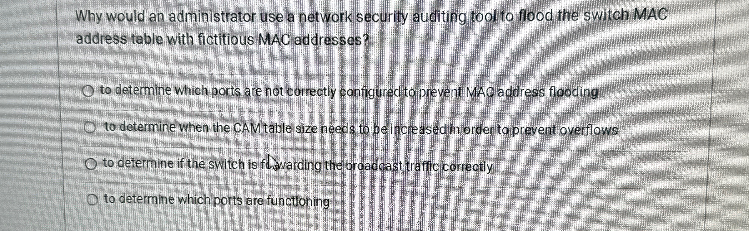  Why would an administrator use a network security auditing tool to