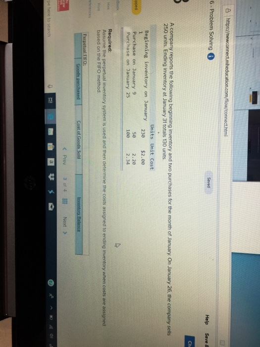  https:/ Help Save & Ch A company reports the following beginning