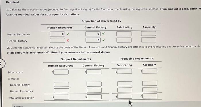 two support departments, Human Resources and General Factory, and two producing departments,